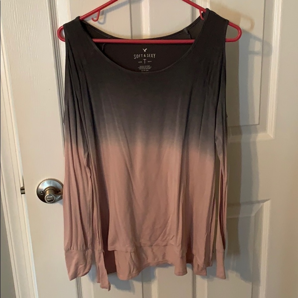 Open shoulder long sleeve shirt